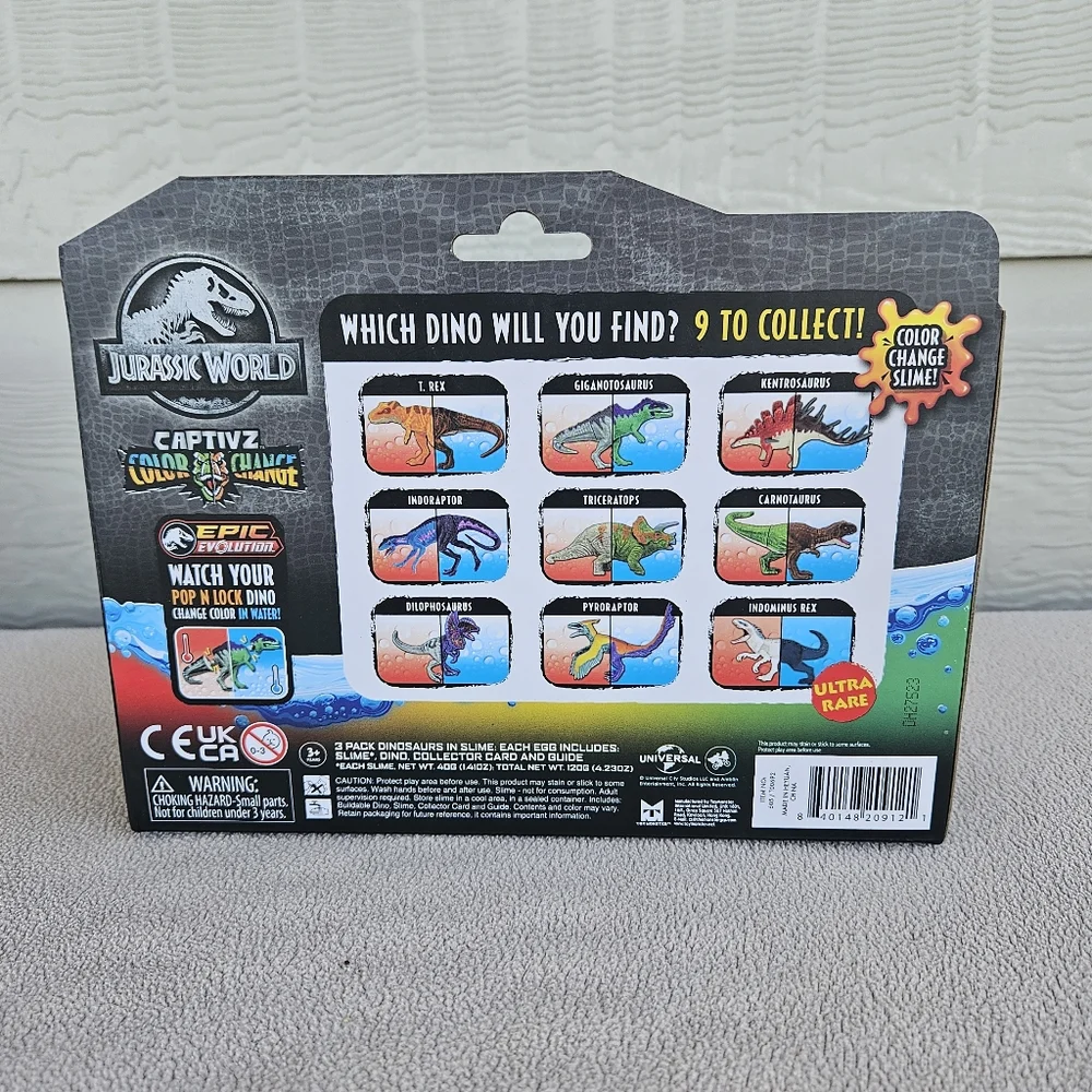 Jurassic World Captivz Eggs Color Change Dinosaurs In Slime 3 Pack Gold Mystery